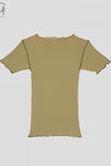 BASERANGE France organic cotton ruffled textured T-shirt BAS-TTVN-RB-AU23-HUILV gray green
